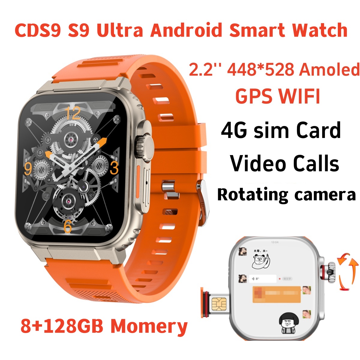 Fall Detection Watch - Originele S10 Smartwatch 4G/5G Netwerk SIM-kaart