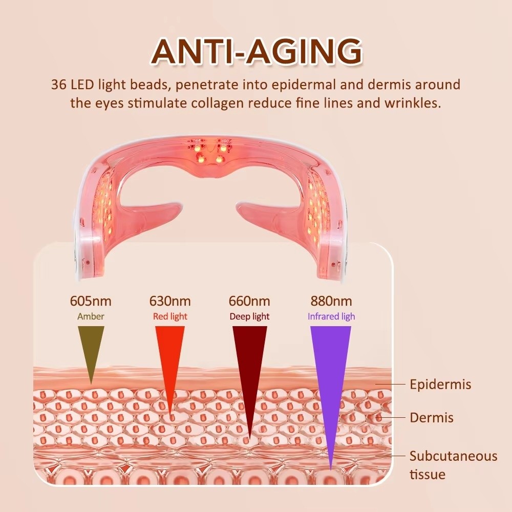 Light Therapy Glasses - LED-fotonlicht LED-oogmassageapparaat Trillingsmassage 3D-massagetechnologie Ontspanning Oogmassageapparaat