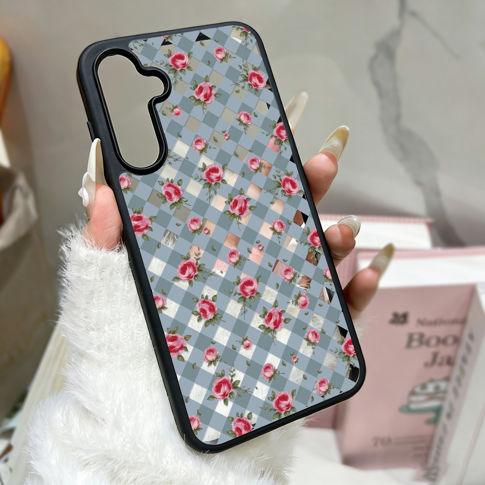 Samsung Galaxy S24 - Cottagecore telefoonhoesje met roze ginghampatroon voor