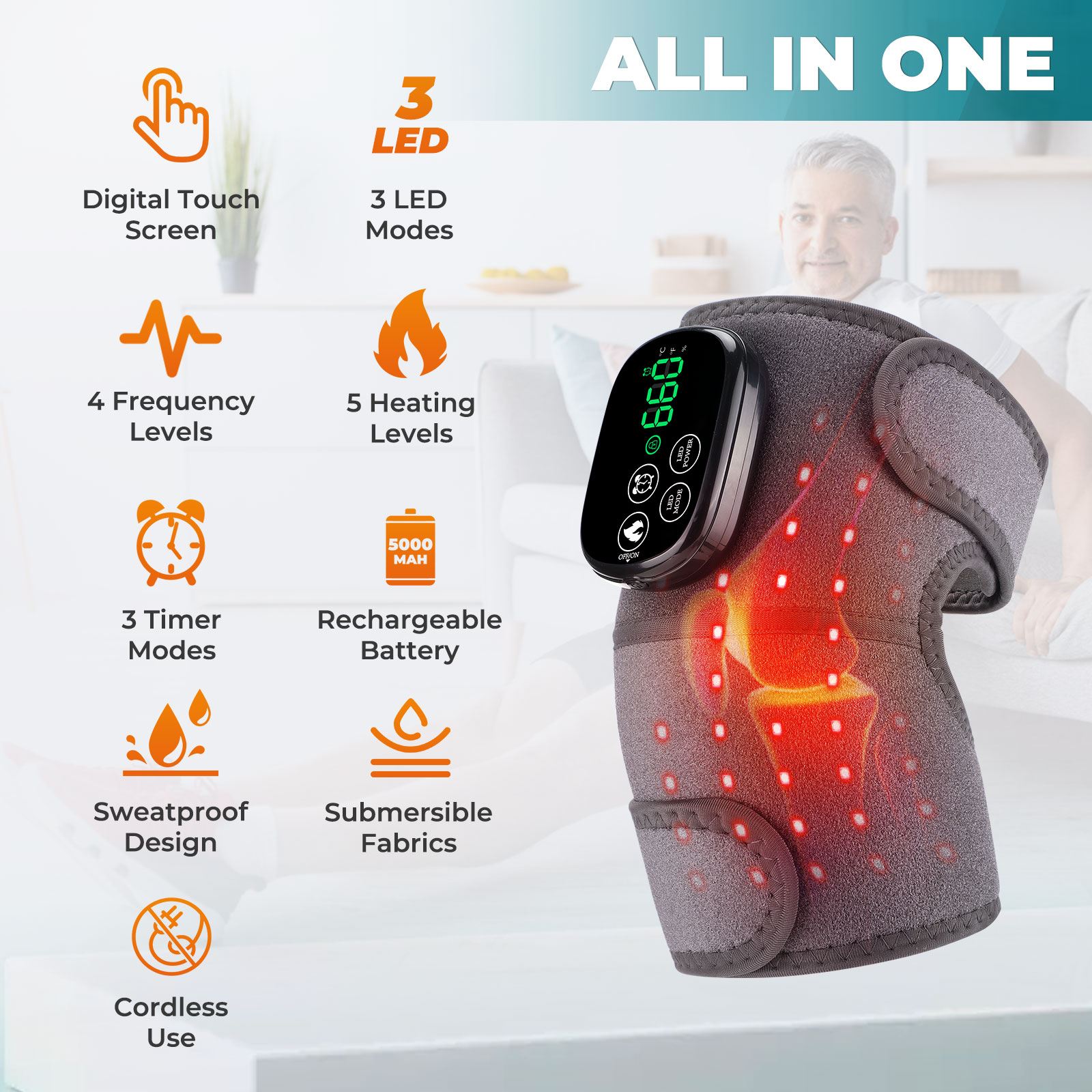 Kniebrace met rood licht voor  - Smart Knee Wrap recensie en prijs